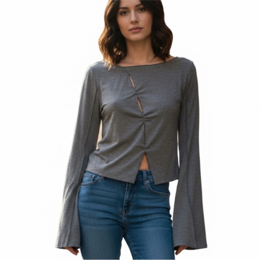Thorn & Fable Gray Long Sleeve Women's Top - Large